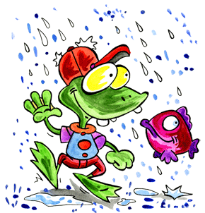 Comptine Il pleut, il mouille, c'est la fête à la grenouille.
