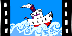 Dessin animé Bateau, ciseaux.