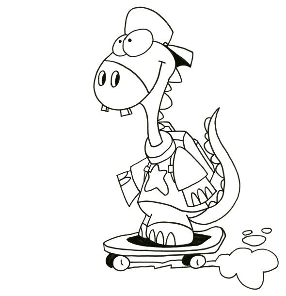 La fumée qui simule la vitesse du dinosaure, un cours de dessin par l'illustrateur Dang.