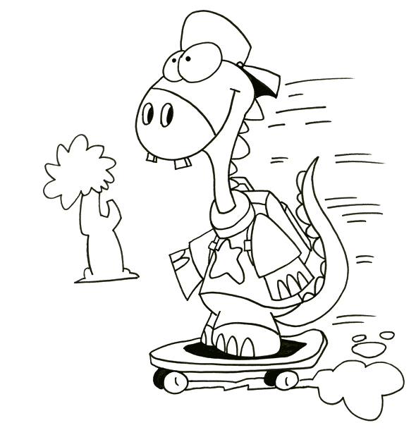 En arrière-plan du dinosaure l'arbre, un cours de dessin par l'illustrateur Dang.