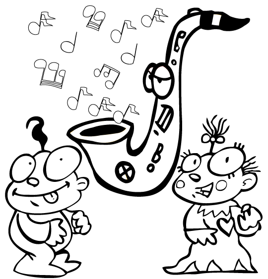 La chanson Le Rock de la Sorcière pour halloween coloriage sorciere caverne bebes saxophone