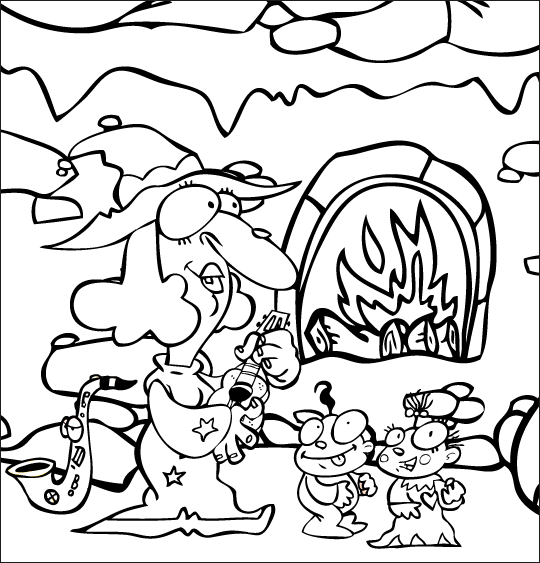 La chanson Le Rock de la Sorcière pour halloween coloriage sorciere caverne bebes