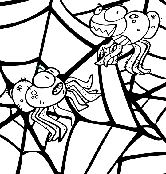 La chanson Le Rock de la Sorcière pour halloween coloriage sorciere caverne toile araignee