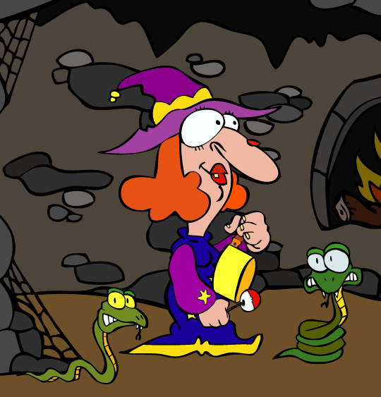 La chanson Le Rock de la Sorcière pour halloween dessin sorciere caverne tambour