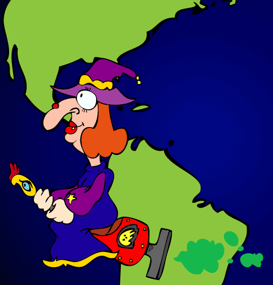 La chanson Le Rock de la Sorcière pour halloween dessin sorciere terre aspirateur sorciere