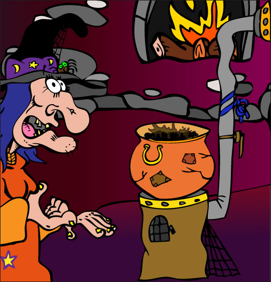 Pour Halloween, le dessin animé La soupe à la Sorcière la soupe a la sorciere marmite feu