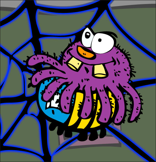 Pour Halloween, le dessin animé l'araignée, dessin l'araignee mange le frelon.