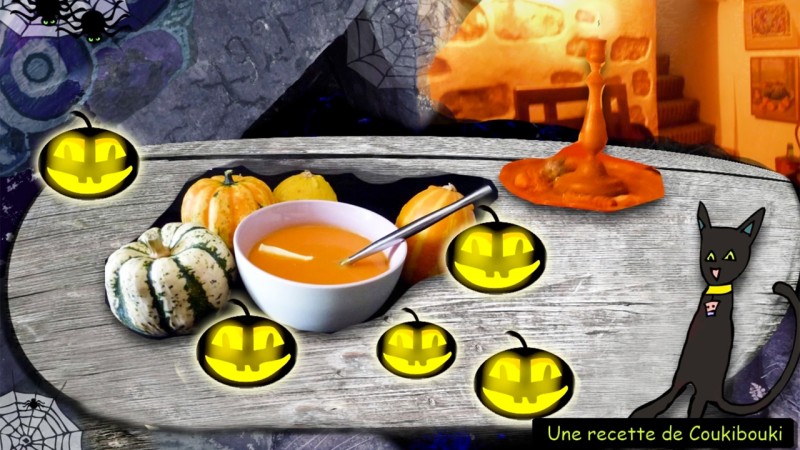  Halloween La Soupe de la Sorcière  a table pourr manger la soupe a la citrouilles
