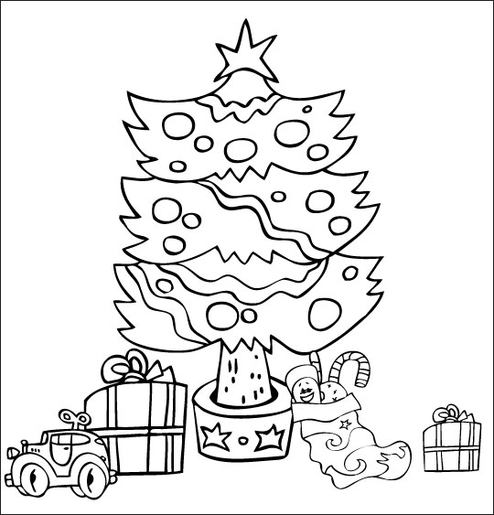 Chanson de Noël gratuite, le coloriage de Mon beau Sapin de noel dans la lumiere