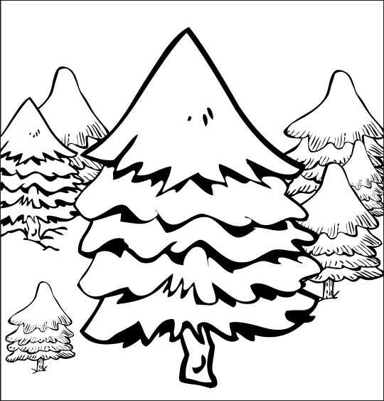 Chanson de Noël gratuite, le coloriage de Mon beau Sapin dans la forêt