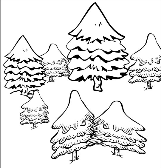 Chanson de Noël gratuite, le coloriage de Mon beau Sapin dans la forêt sous la neige