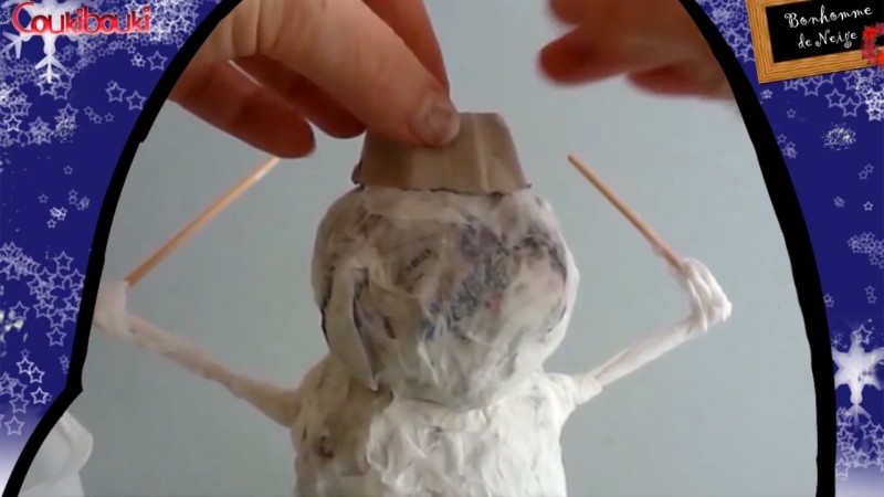 BONHOMME de NEIGE en papier mâché | Décoration de Noël  bonhomme chapeau coukibouki