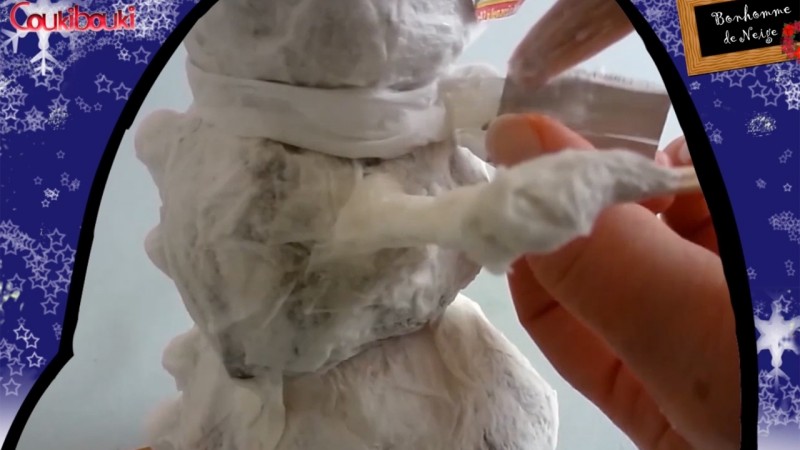 BONHOMME de NEIGE en papier mâché | Décoration de Noël  bonhomme echarpe coukibouki