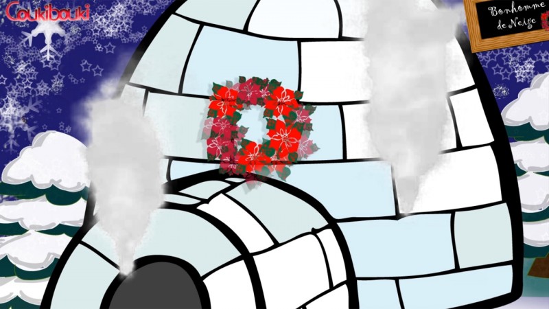 BONHOMME de NEIGE en papier mâché Décoration de Noël  bonhomme igloo fumee coukibouki