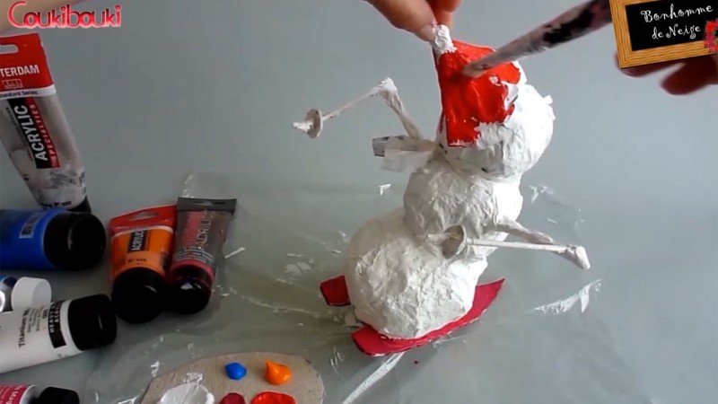 papier mâché | Décoration de Noël  bonhomme peinture coukibouki