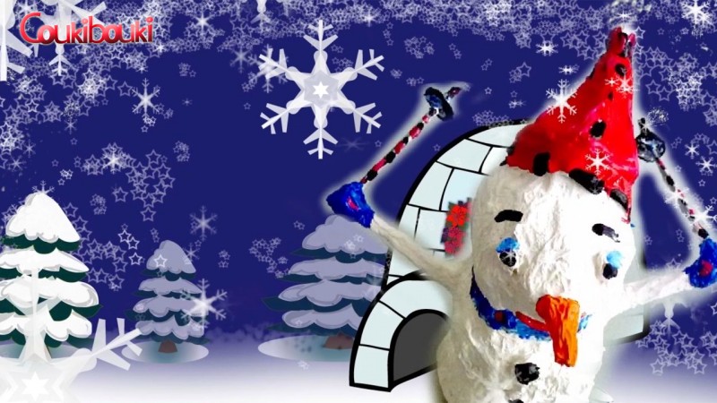 Décoration de Noël  bonhomme de neige au ski