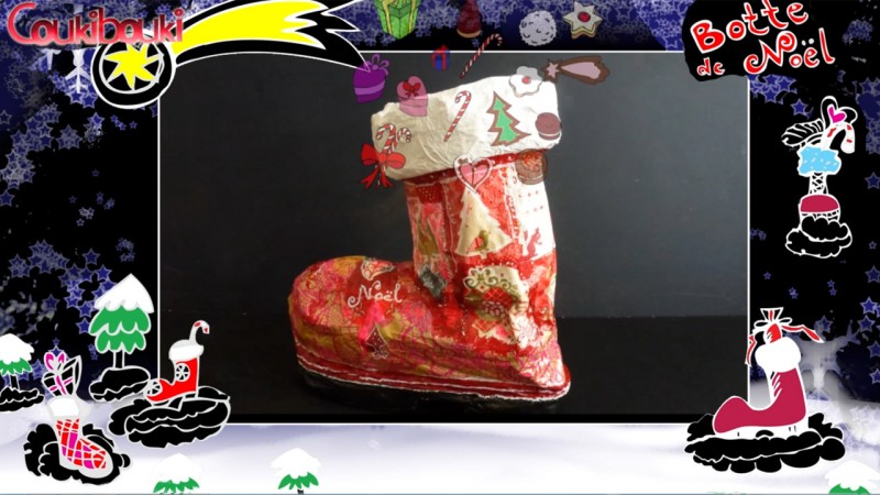 Botte de Noël en papier mâché, une belle décoration pour Noël, c'est fini