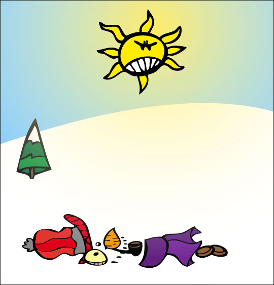 Vidéo de Noël, le bonhomme de neige en dessin animé, le bonhomme de neige a tout fondu.