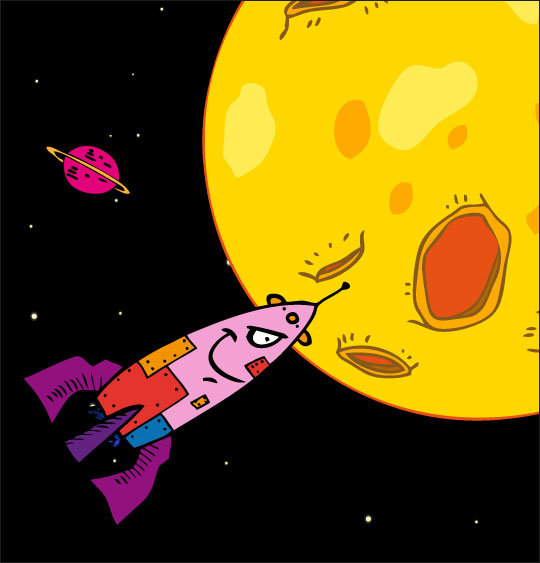 chanson pour danser sous la lune, Swing la Lune, la  fusée arrive sur la lune