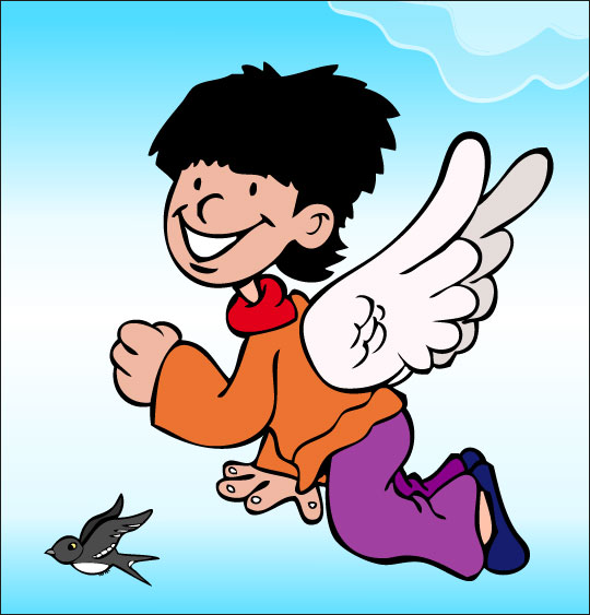 Apprendre une chanson pour la fête des mères aux enfants, l'ange,  une image extraite du dessin animé.