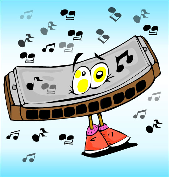 Apprendre une chanson pour la fête des mères aux enfants,  l'harmonica, une image extraite du dessin animé.