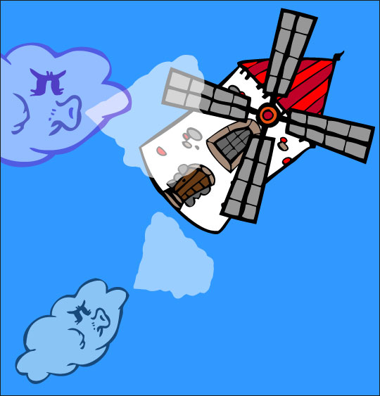 La fête de la musique avec les enfants, la chanson meunier tu dors, le moulin qui s'evole dans les nuages.