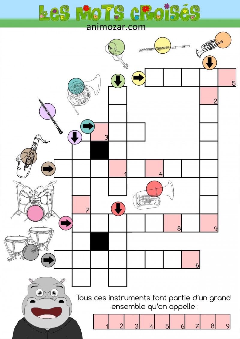Jeux en Animozar : les mots croisés. jeu 1 30 06