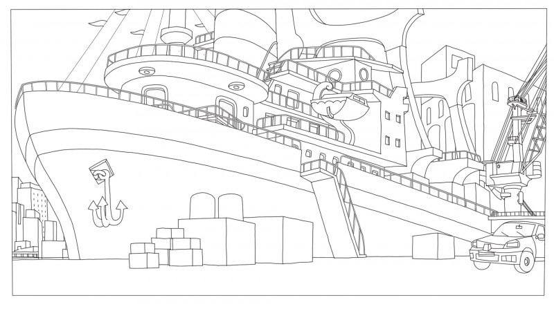 Coloriage, le bateau, Phantom Boy  un film d'animation