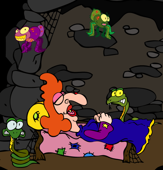 Halloween, le dessin animé du rock de la Sorcière, la sorciere dort.