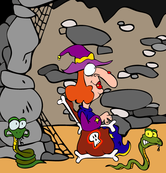 Halloween, le dessin animé du rock de la Sorcière, la caverne.