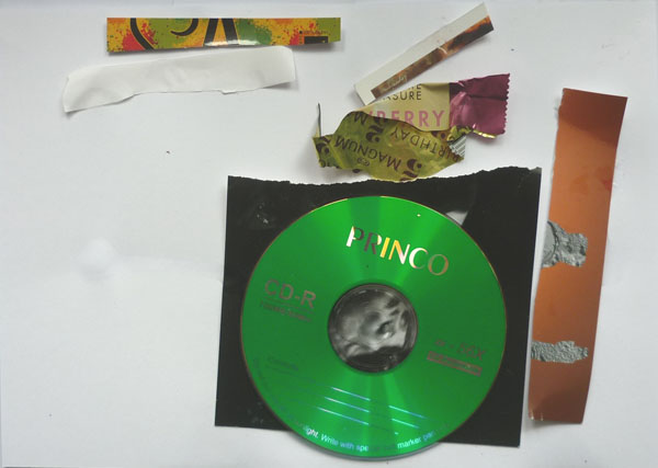 Ateliers d'arts plastiques, techniques mixtes, recyclage d'un cd.