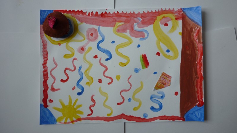 Atelier anniversaire à domicile, pâte à modeler et gouache
