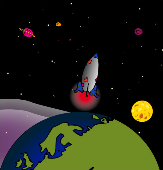 Dessin animé Madame fusée pour les jeunes enfants madame fusee dans l'espace.