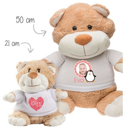  Cadeau de Noel, une peluche personnalisée. Oscar l'Ours Géant et petit Oscar l'Ours en Peluche.