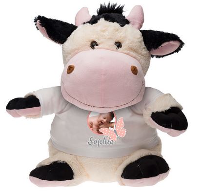 Cadeau de naissance, une peluche personnalisée Marguerite la vache