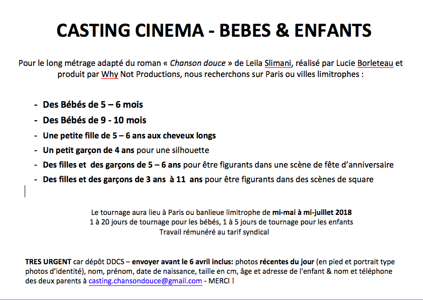 CASTING CINEMA - BEBES & ENFANTS capture d e cran 2018 03 27 a 10 49 17