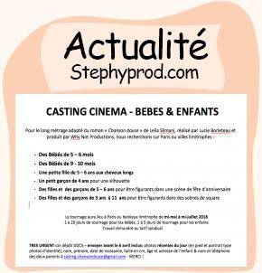 Actualité Casting  Cinema bébés enfants film Chanson douce pour les enfants et les bébés.