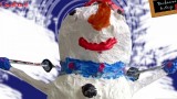 Décoration Noël, bonhomme de neige en papier mâché 