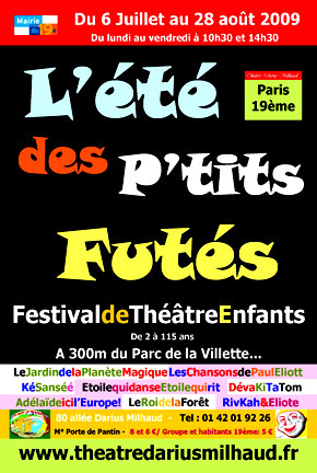 L'affiche du festival. L’été des P’tits Futés à Paris, le Festival Théâtral Jeune Public.