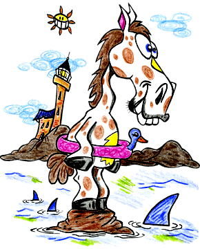 Un cheval de mer pendant les grandes vacances d'été, mais ce n'est pas un hippocampe, un dessin de l'illustrateur jeunesse Dang.