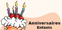 Anniversaires pour enfants, la page d'accueil.