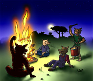 Si vous cliquez, vous avez le dessin de Well en grande taille sur coloriages pour enfants.com. Les loups autour du feu de camp. Une illustration de la chanson pour enfants La valse des loups.