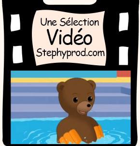 Vidéo Dessin animé Petit Ours Brun va à la piscine pour les enfants et les bébés.