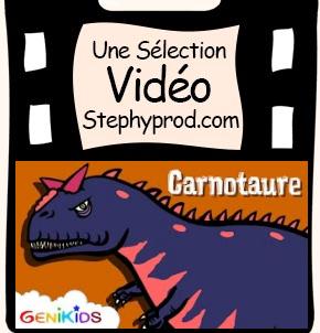 Vidéo Dessin animé sur les dinosaures, le Carnotaure  pour les enfants et les bébés.