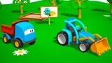 Dessin animé La construction d'un tracteur